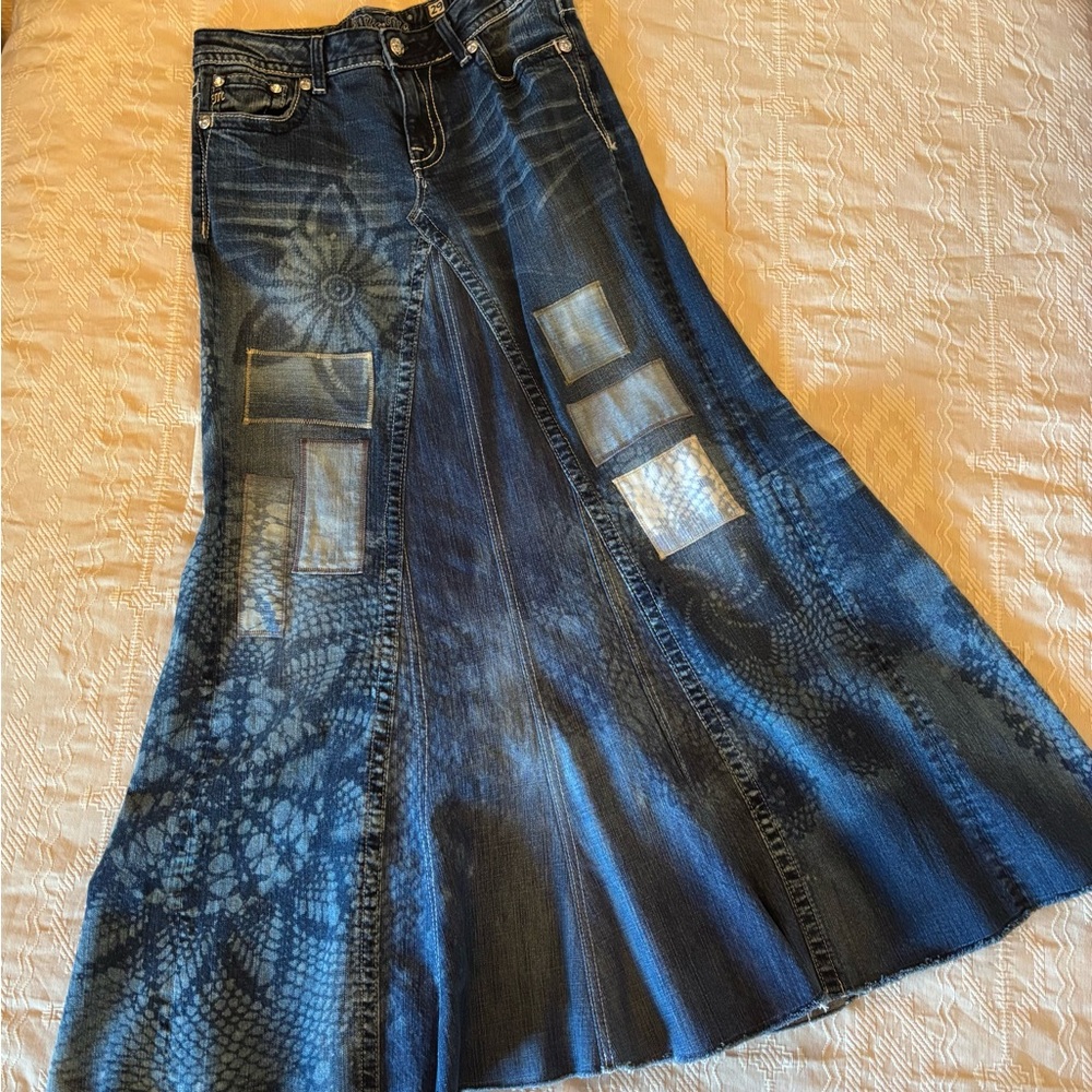Blue Denim Maxi Skirt sz 29 ~ Custom designed by a professional denim artisan!